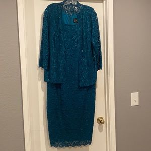 Alex Evenings size 14w detachable cover color sparkling aqua blue